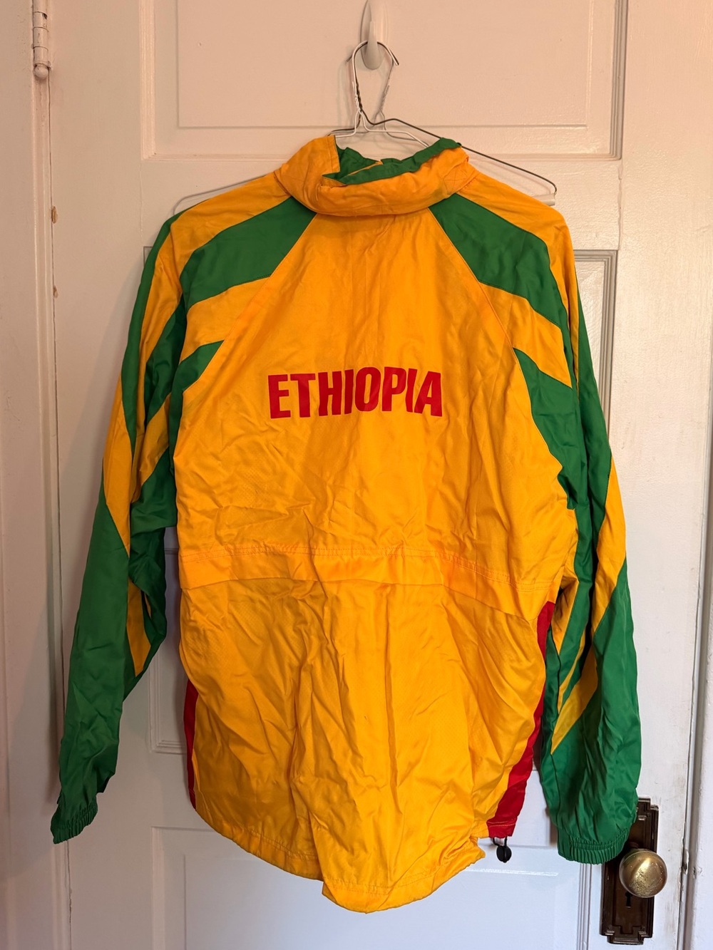 Y2K Adidas Yellow & Green Ethiopia Colorblock Windbreaker Jacket